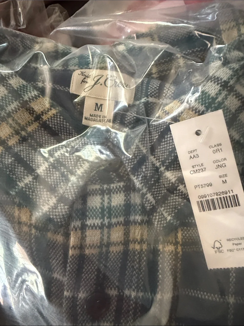 J. Crew Navy and Yellow Plaid Button-Down Shirt